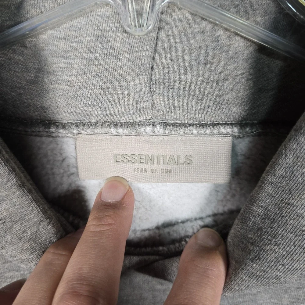 Fear of God Essentials Hoodie Mens Size Small Dark Oatmeal Gray Sweatshirt FLAW